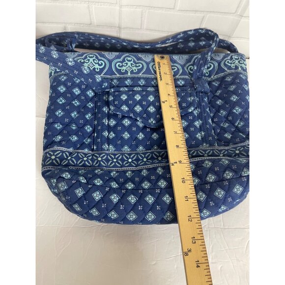 Croft & Barrow Quilted Fabric Shoulder Bag Blue Geometric Pattern - Picture 9 of 12